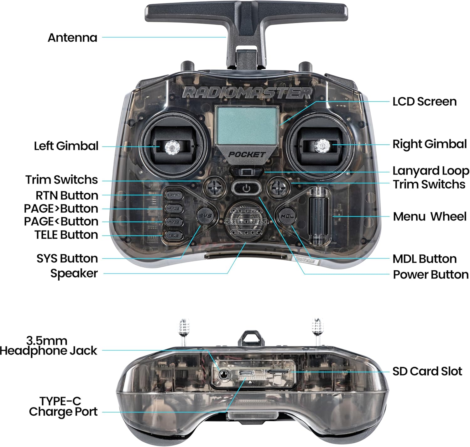 RadioMaster POCKET P16 2.4G Ra - đánh giá và giá Joystick Rc Drone