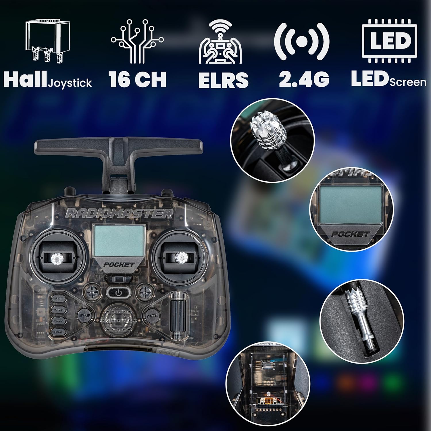 RadioMaster POCKET P16 2.4G Ra - đánh giá và giá Joystick Rc Drone