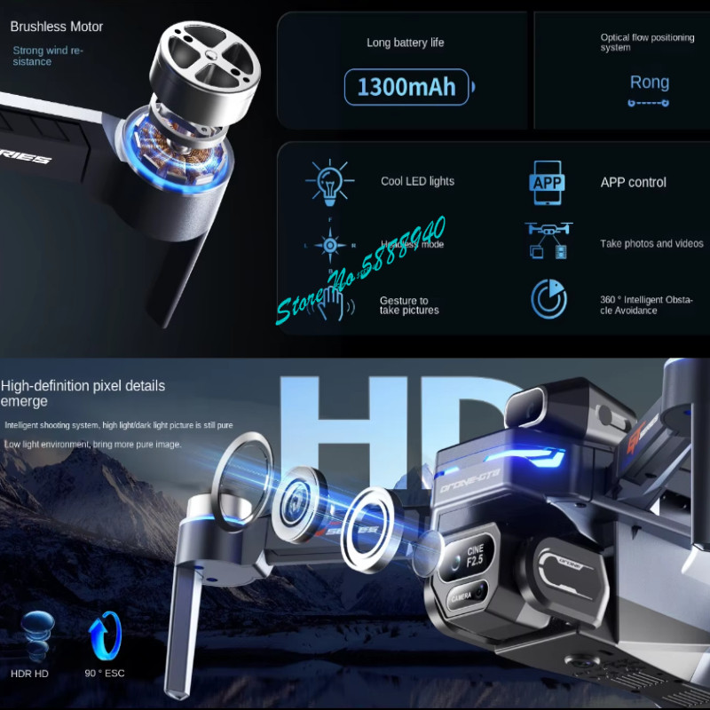 Brushless 8K ESC Three Camera  - đánh giá và giá Drone Rc Fpv Manual